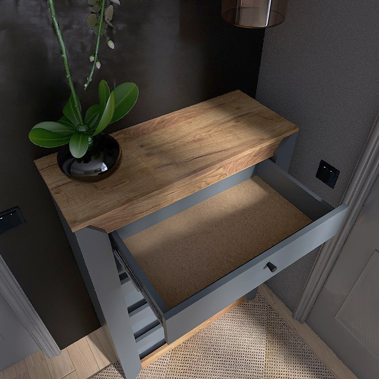 Тумба для обуви Эверест Нордик-800 80х32х113 см Графит + Дуб крафт золотой (DTM-5548) Львов - изображение 5