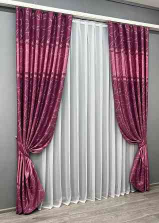 Комплект готовых штор VR-Textil Софт Лиана № 1920ш Малиновый 150х270 см 2 шт (33-0977) Киев