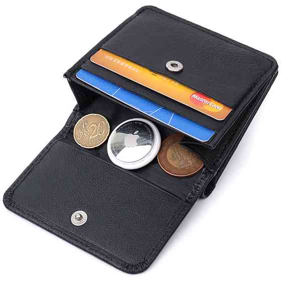 Компактный женский кошелек с карманом для монет из натуральной кожи ST Leather 22690 Черный Киев