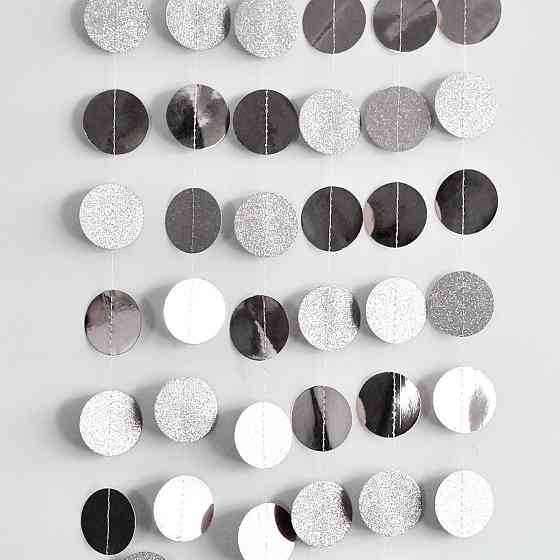 Гирлянда нитка круги 400 см на 5 см серебристый Киев