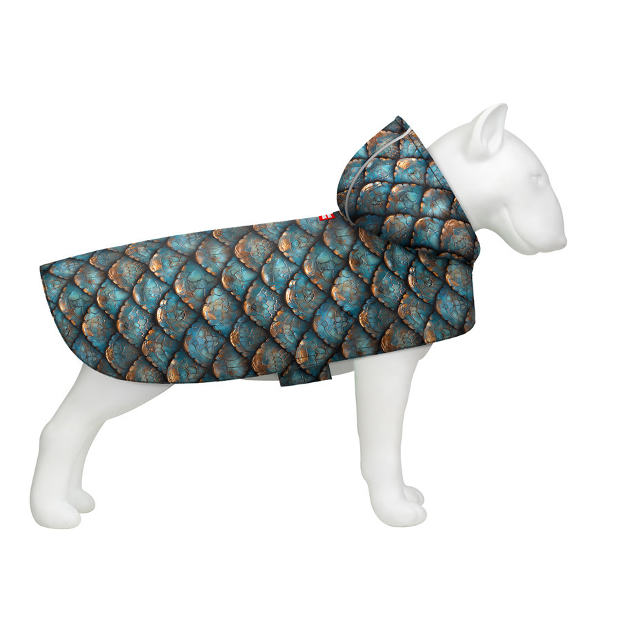Дощовик-накидка з капюшоном для собак WAUDOG Clothes, малюнок "Луска", XL, А 55-61 см, B 68-80 см, С 42-52 см Київ - фото 2