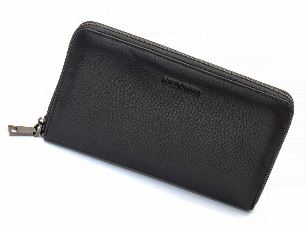 Чорний гаманець-клатч з блоком під картки під однією блискавкою з натуральної шкіри Marco Coverna МС-5901Q Київ - фото 3