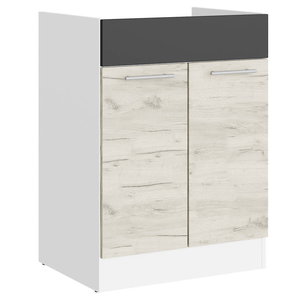 Кухонний модуль під мийку Еверест Еко 600 дуб крафт білий/графіт/білий 60х46х82 см (DTM-071022) Дніпро - фото 1