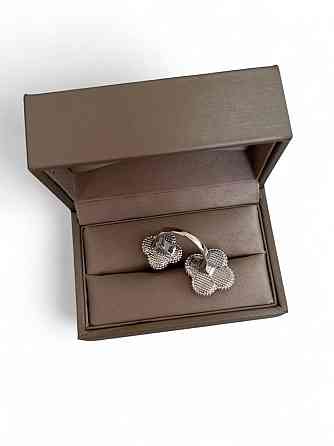 Van Cleef кольцо черное в посеребрение / кольцо клевер двойное черное Одесса