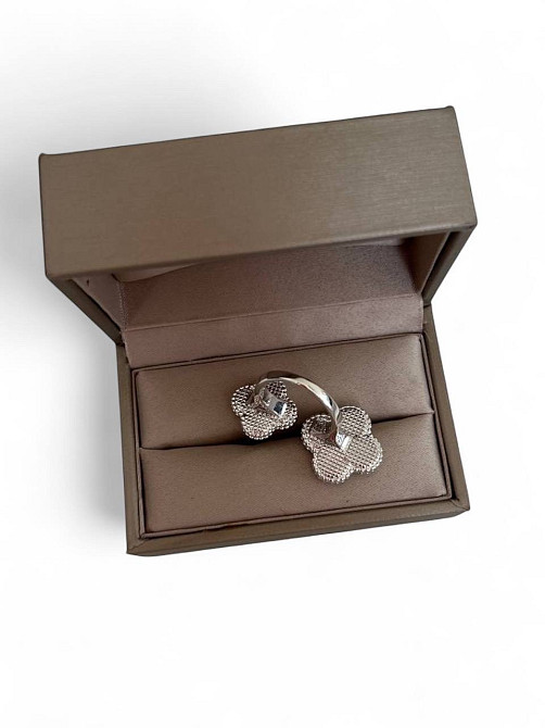 Van Cleef кольцо черное в посеребрение / кольцо клевер двойное черное Одесса - изображение 3