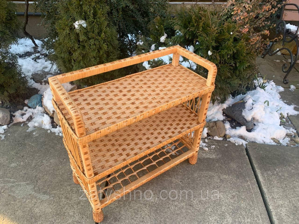 Полка для обуви из лозы на 3 яруса натурального цвета Киев - изображение 7