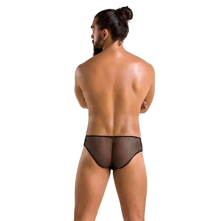 Чоловічі труси зі шнурівкою Passion 035 SLIP RICHARD XXL/XXXL Black, екошкіра, сітка Львів - фото 4