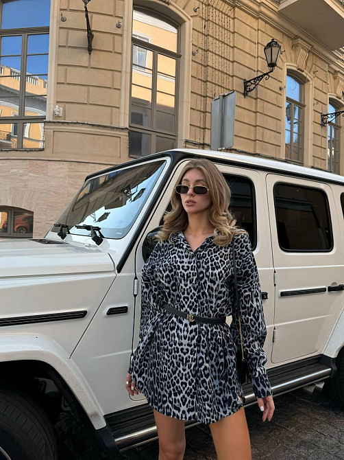 Жіноча леопардова сорочка оверсайз із джинсу Сірий Одеса - фото 3