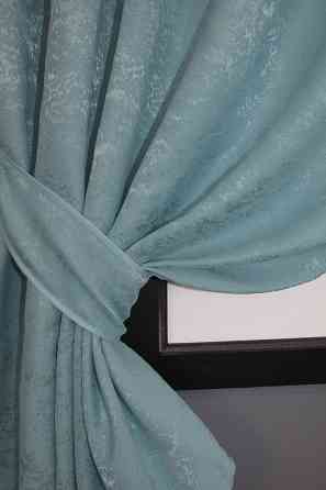 Комплект коротких штор VR-Textil Льон мармур Pavliani № 1371ш 130х170 см 2 шт Темно-блакитний (35-0060) Київ