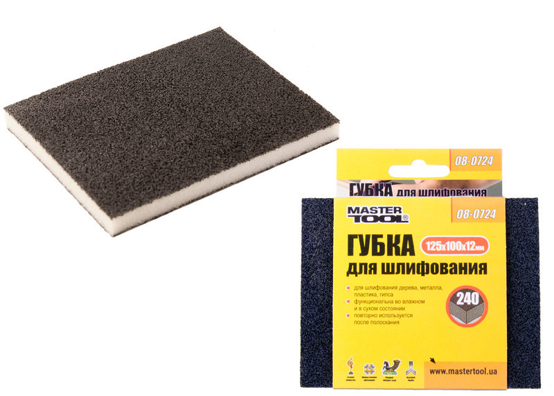 MASTERTOOL Губка для шліфування MASTERTOOL СОФТ Р240 125х100х12 мм 08-0724 Киев - изображение 1