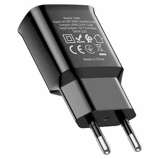 Сетевое зарядное устройство HOCO C88A Star dual port charger, цвет черный 6931474749482 Одесса