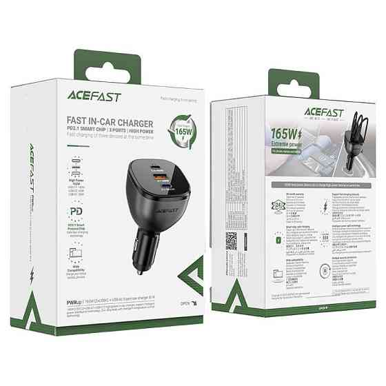 Автомобильное зарядное устройство ACEFAST B14 165W (2*USB-C+USB-A) 3-port car charger Black Одесса