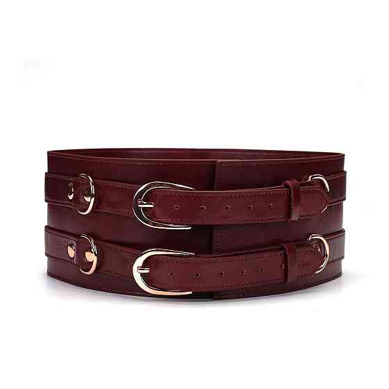Шкіряний пояс для бондажу Liebe Seele Wine Red Waist Cuff, M Size Sex Aura Київ