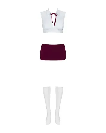 Еротичний костюм студентки Obsessive Student 4 pcs costume S/M, топ, спідниця, стринги, гольфи Львів