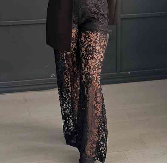 Жіночі мереживні штани-кльош із високою талією й шортики гіпюр + стрейч підкладка Чорний, 42/44 Одеса