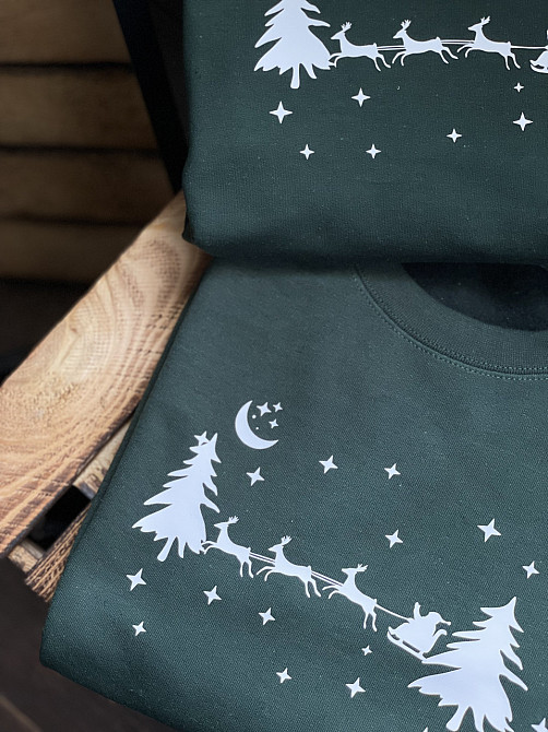 Новорічні парні світшоти "Санта на санях у лісі" Чернівці - фото 2