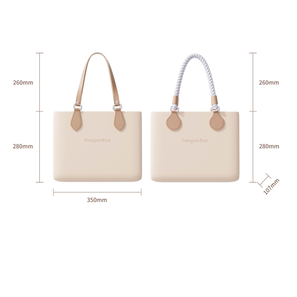 Жіноча сумочка шопер силіконова на плече з двома комплектами ручок з підкладкою на блискавці Fungoofun, бежева Кам'янець-Подільський - фото 3