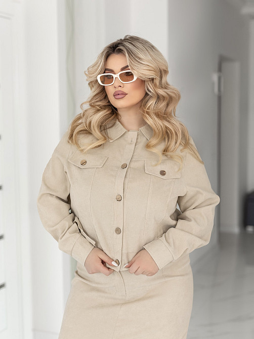 Женский костюм из микровельвета Favorit 50-52, Бежевый Киев - изображение 3