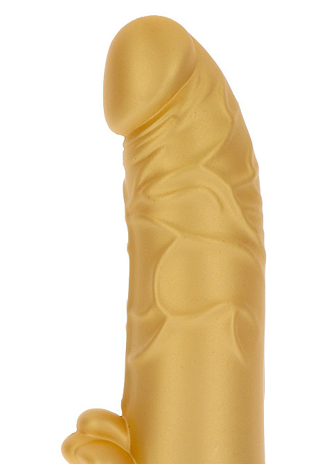 Вибратор реалистик с стимулятором клитора Gold Dicker, золотой Sex Aura Киев - изображение 4