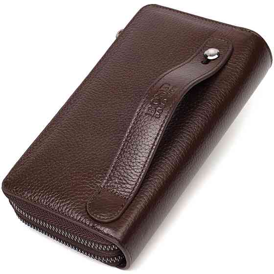 Місткий чоловічий клатч із двома відділеннями з натуральної шкіри BOND 22025 Коричневий Київ