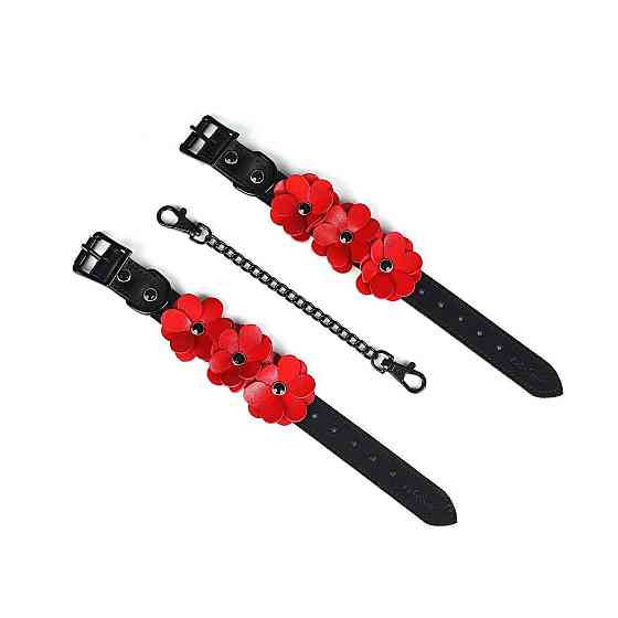 Наручники Liebe Seele Flower Rhythm - Black and Red Leather Flowers Hand Cuffs (мятая упаковка!!!) Sex Aura Киев