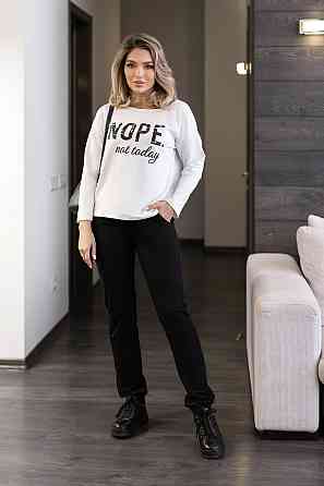 Жіночий спортивний костюм двонитка "Foll" | Батал Чорний, 50-52 Київ