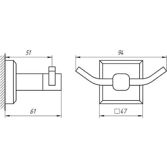 Крючек двойной TOPAZ TКВ 9925-BL черный Киев