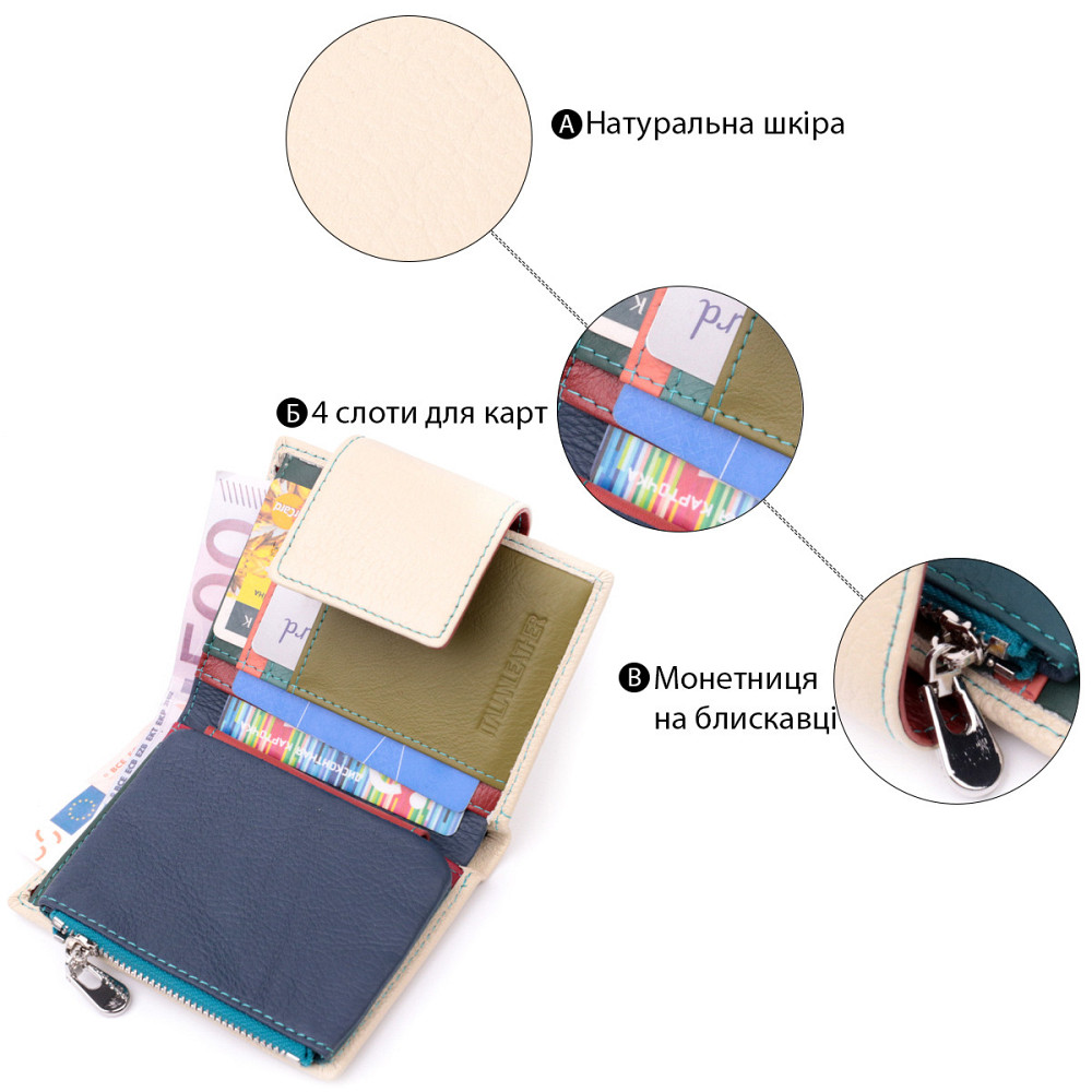 Оригінальне портмоне для жінок із натуральної шкіри Білий (ST Leather) Київ - фото 9