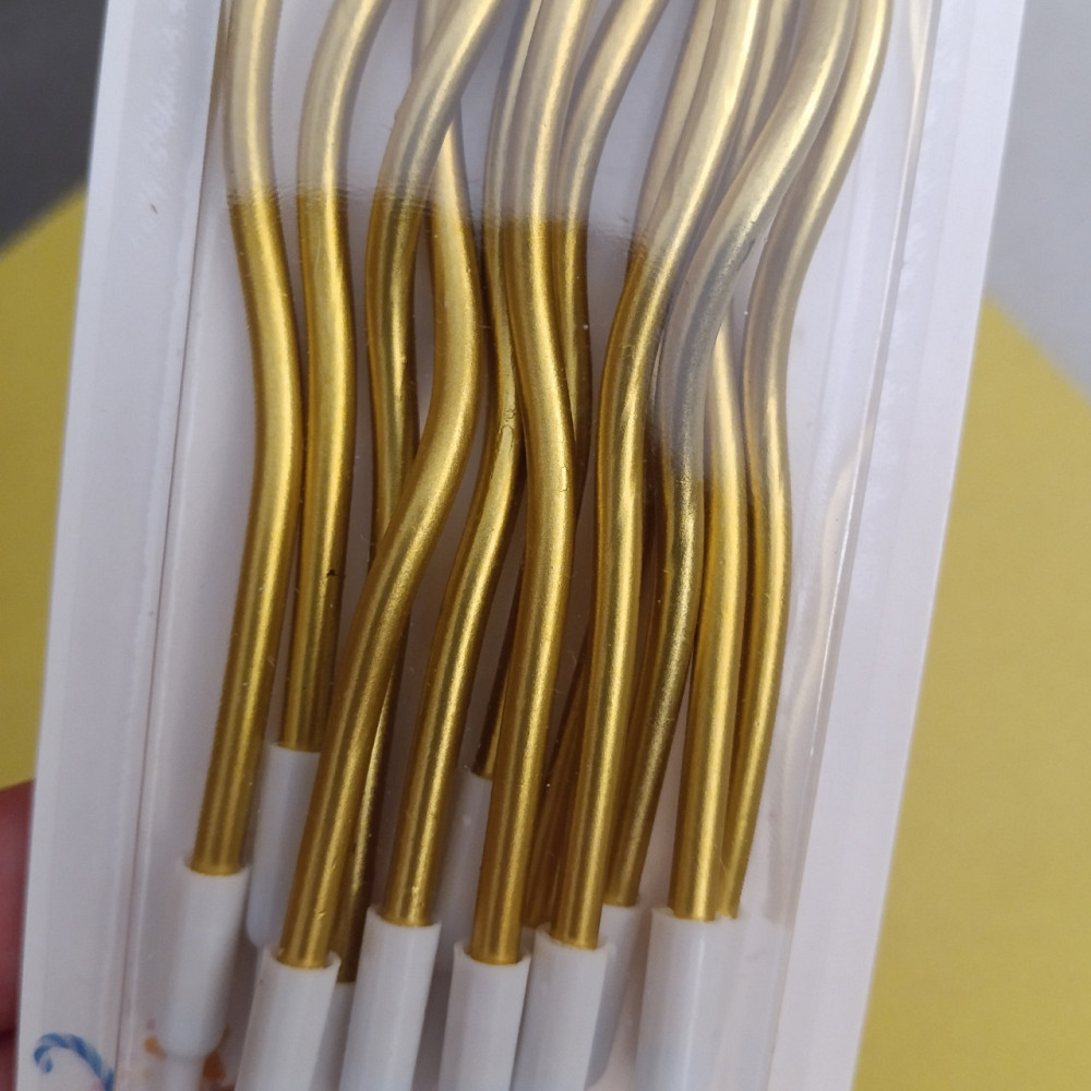 Свічки для торта "хвилясті" 12 шт. золоті Київ - фото 2