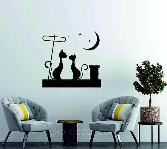 Декоративное настенное 3D Панно «Коты» Декор на стену с объемом 70*70 см, Черный Киев