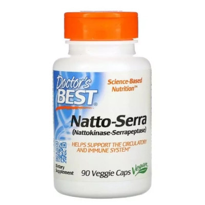 Витамин Doctor's Best Наттокиназа и Серрапептаза, Natto-Serra, 90 вегетарианских (DRB-00294) Винница - изображение 1