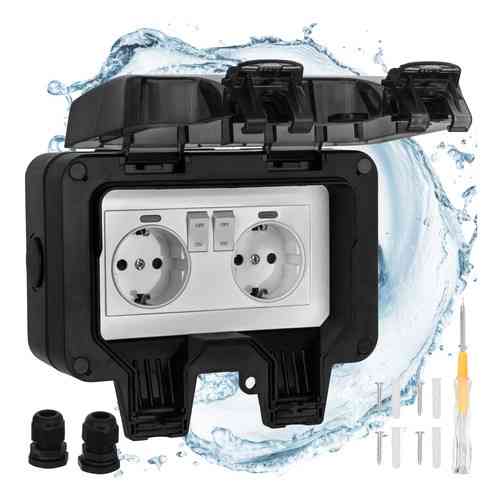 Водонепроникна подвійна розетка для вулиці IP66 230 V 16 A Izoxis (27730) Нововолинськ