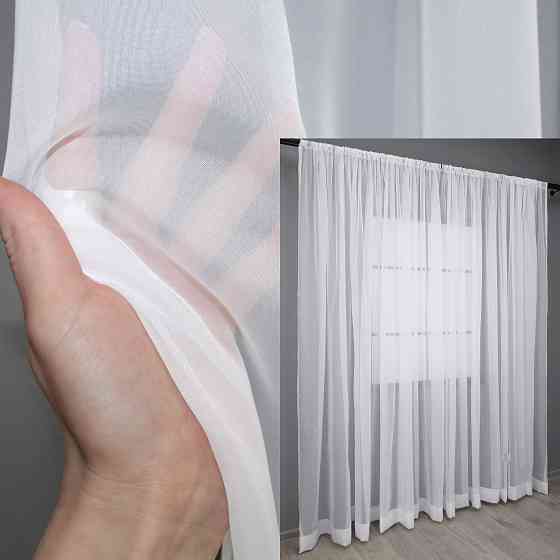 Тюль на трубу "Карман" VR-Textil н101 Шифон однотонний Білий 600х270 см (44-040) Київ