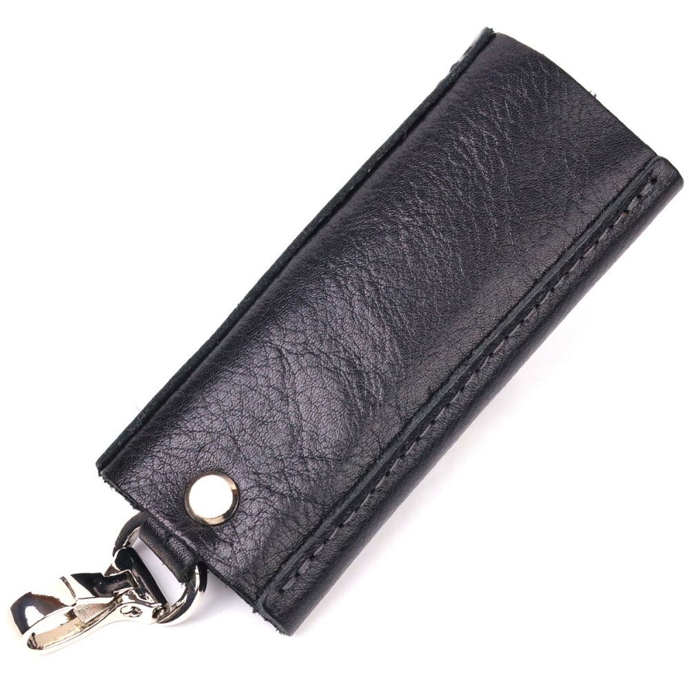 Практичная ключница в глянцевой коже Сердце GRANDE PELLE 16718 Черная Киев - изображение 2