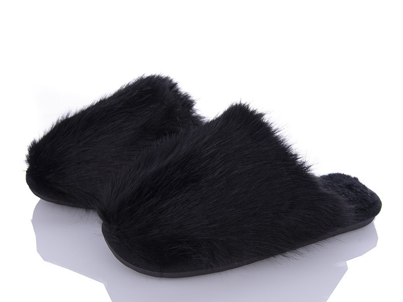 Тапочки женские домашние теплые закрытые меховые черный 36/37 - 22.5 см Одесса - изображение 2