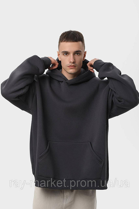 Худі оверсайз чоловіче утеплене RAY OVERSIZE темно-сіре (U0404M-Dark Grey) L/XL Київ - фото 2