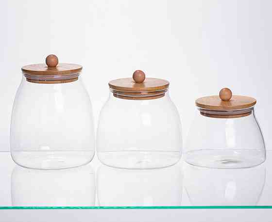 Набір банок для сипучих продуктів з бамбуковими кришками Київ