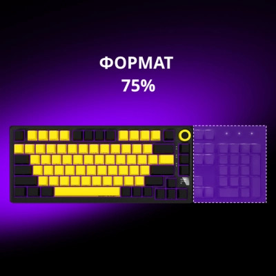 Клавіатура Lorgar KBP7075W Pro RGB Wireless/Bluetooth/USB UA Black/yellow (LRG-KBP7075W-YL-US) Вінниця - фото 10