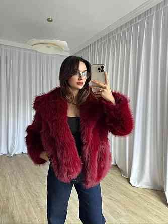 Женская стильная короткая шуба с большим воротником искусственный мех Одесса