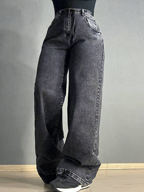 Джинси жіночі Vanver 82081 палаццо широкі талія на резинці зі шнурком чорні, чорний, З6, 36, 98 см, 125 см Київ - фото 13