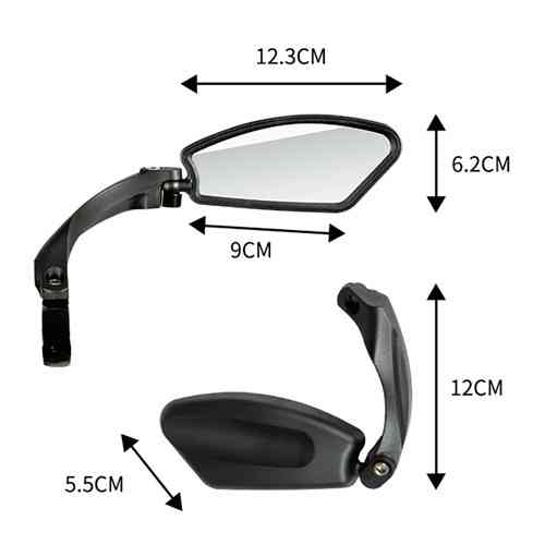 Велосипедное зеркало заднего вида асимметричное 360°/180°, крепление 21–26 мм, ударопрочный корпус Киев