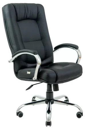Офісне Крісло Керівника Richman Alberto Шкіра Lux Хром М3 MultiBlock Підлокітник Труба Чорний Дніпро