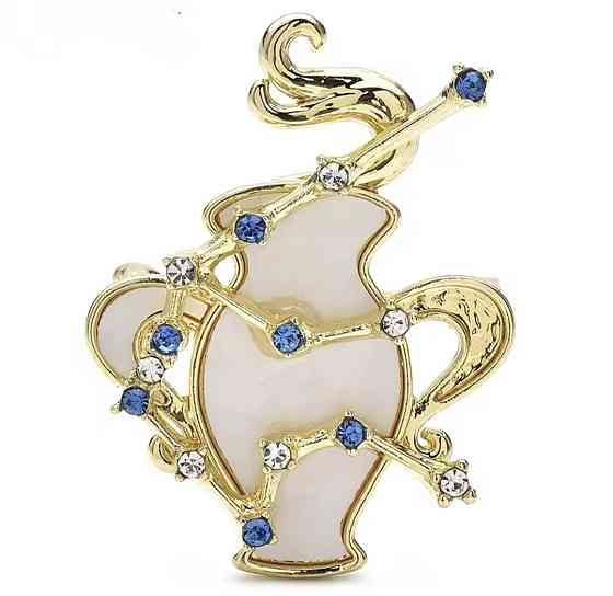 Брошка знак зодіаку "Водолій" Золотистий Сміла