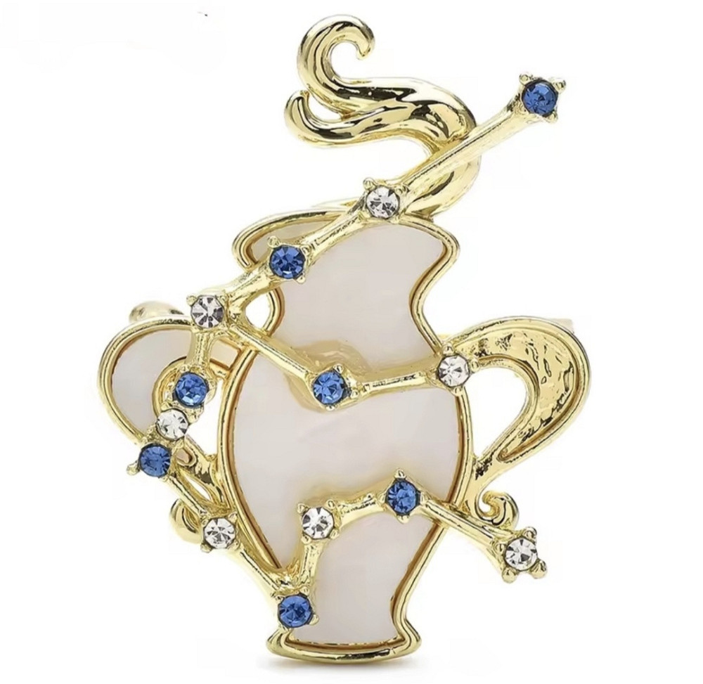 Брошка знак зодіаку "Водолій" Золотистий Сміла - фото 1