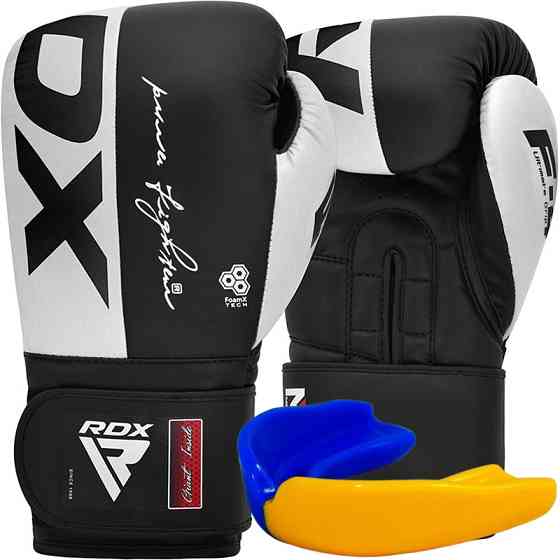 Боксерські рукавиці RDX F4 Boxing Sparring Gloves Hook&Loop WHITE/BLACK 10 унцій (капа у комплекті) Каменское