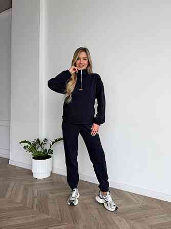 Женский стильный повседневный костюм двойка трикотажный ольвет Синий, 46/48 Одесса