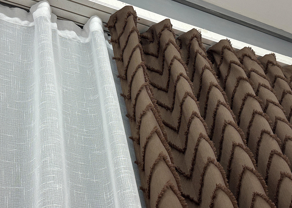 Комплект штор VR-Textil Лен Букле 150х270 2шт и Тюль 600х270 1814ш-115т Коричневый с белым 71-037/5 Киев - изображение 8