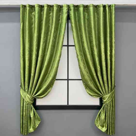 Комплект штор VR-Textil Жакард Мрамор Al1 № 1907ш 130х170 см 2 шт Оливковий (35-0423) Київ