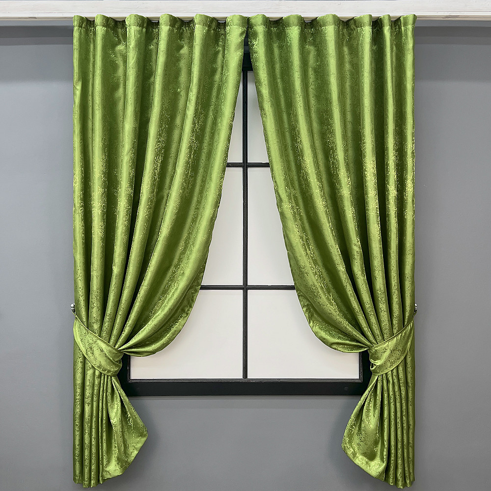 Комплект штор VR-Textil Жакард Мрамор Al1 № 1907ш 130х170 см 2 шт Оливковий (35-0423) Київ - фото 1