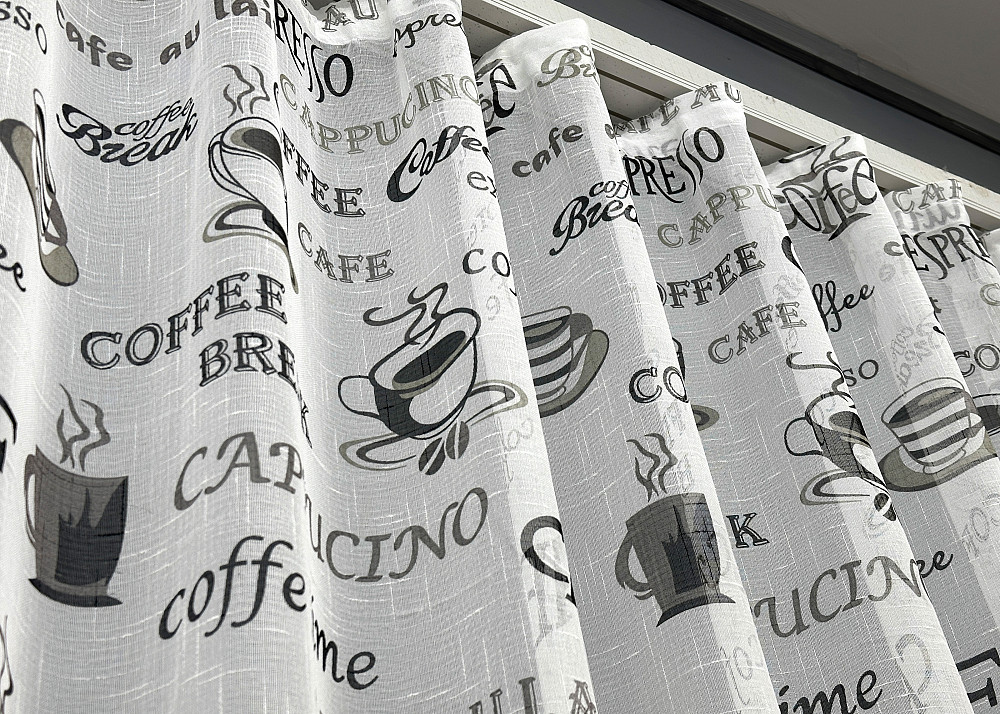 Тюль льон з принтом колір молочний з чорним 1793т Київ - фото 8